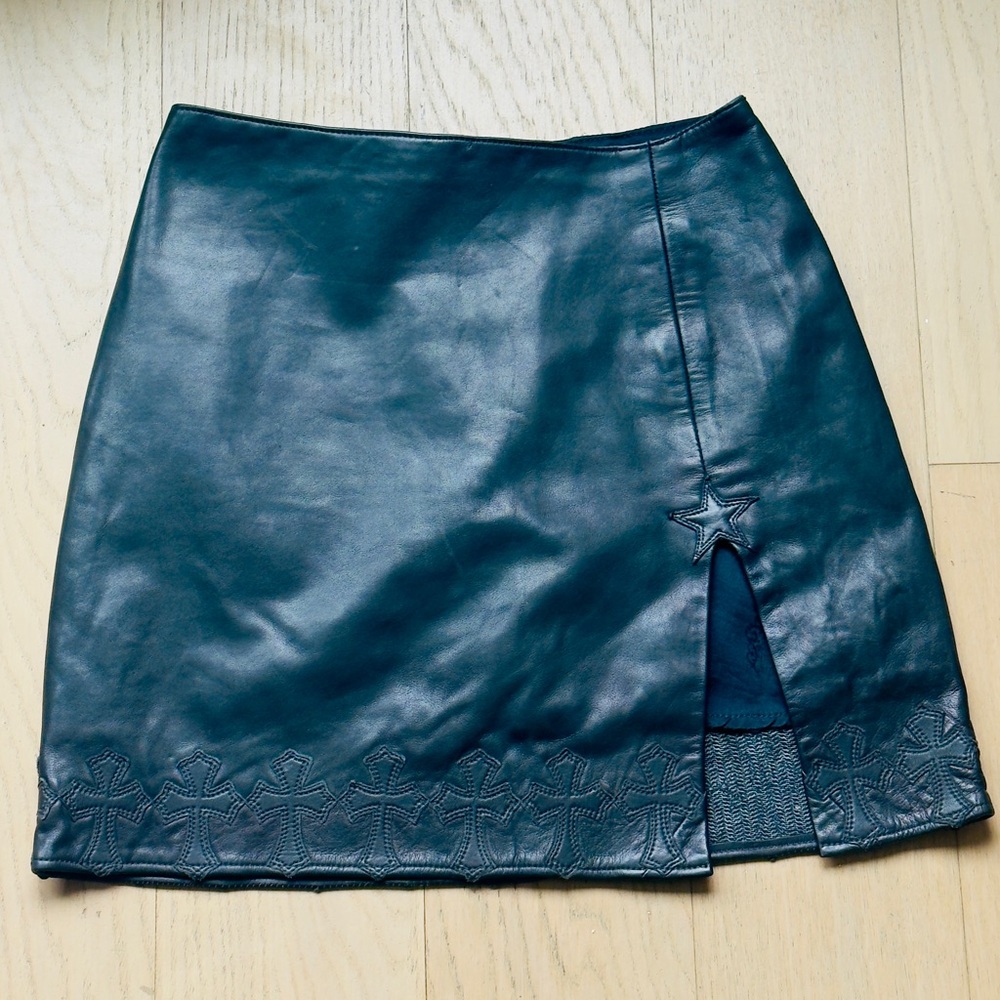 One Of A Kind Black Leather Skirt